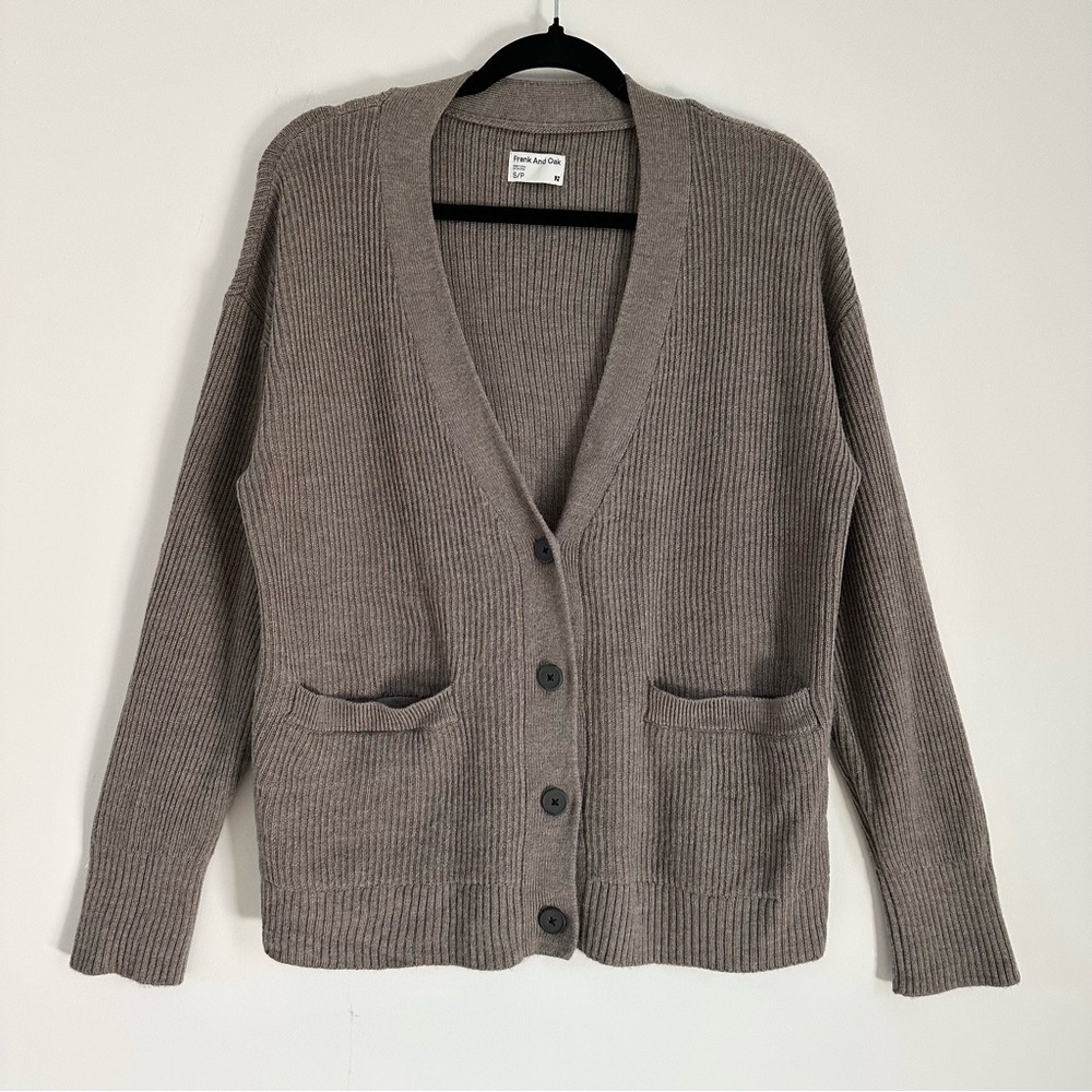 FRANK & OAK Merino Wool Ribbed Cardigan
